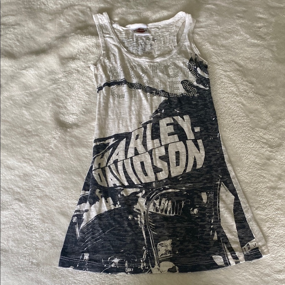 Harley-Davidson Black and White Tank Top Vintage Style